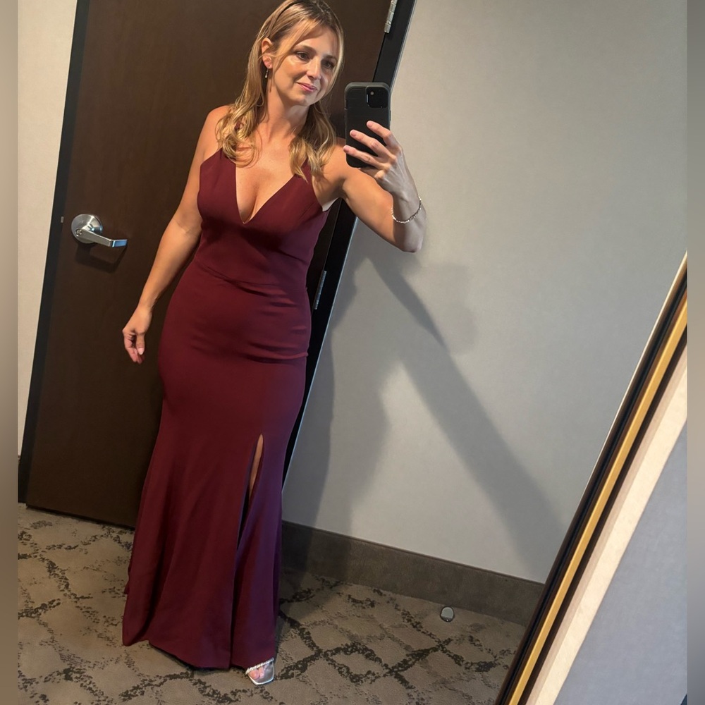 Dress the Population Burgundy Gown